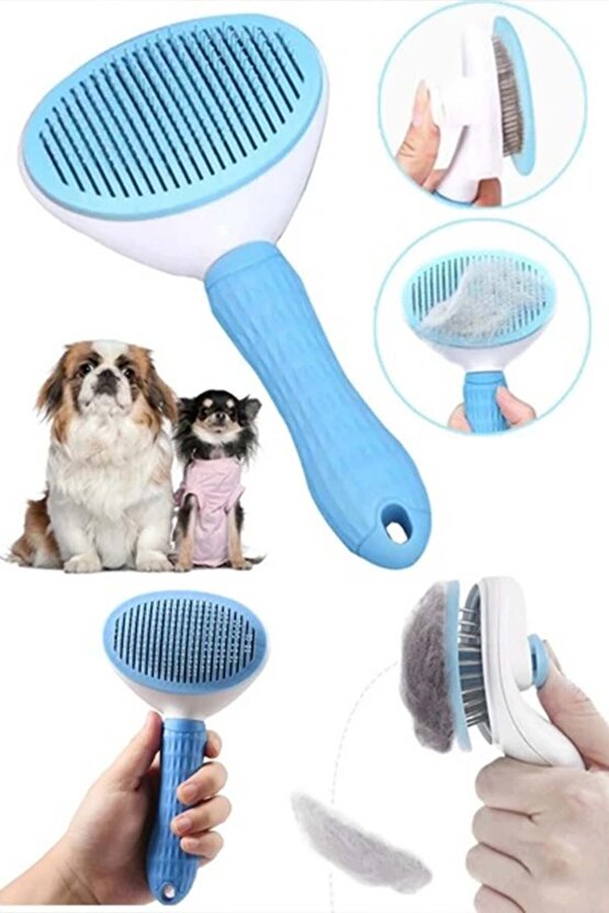 Kedi köpek bakım fırçası otomatik temizlenen basmalı kedi fırçası