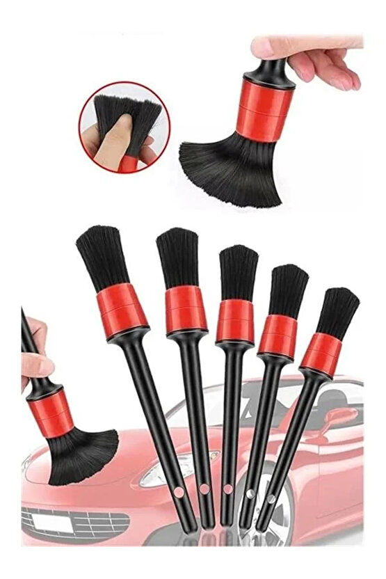 Tafce Oto Detay Fırçası Seti 5Li Kaliteli Detaylı Farklı Boyutlar, Premium Seri 5Li Araba Fırçası
