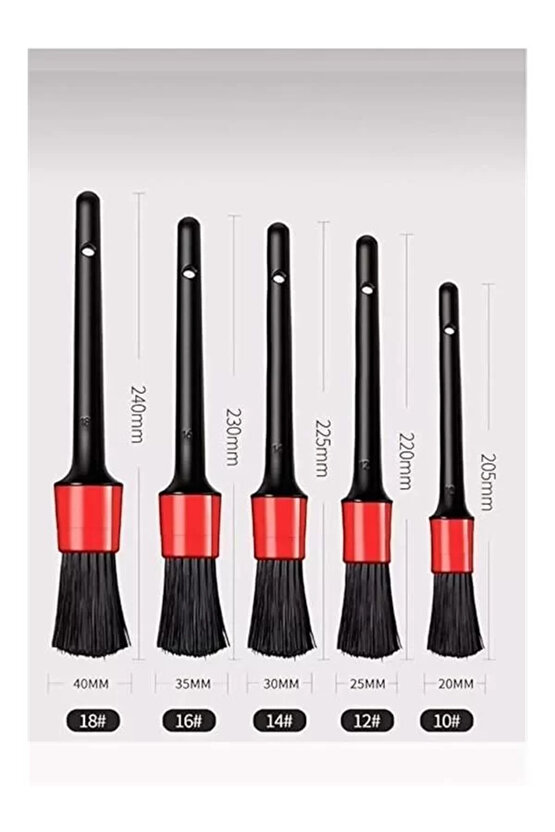 Tafce Oto Detay Fırçası Seti 5Li Kaliteli Detaylı Farklı Boyutlar, Premium Seri 5Li Araba Fırçası