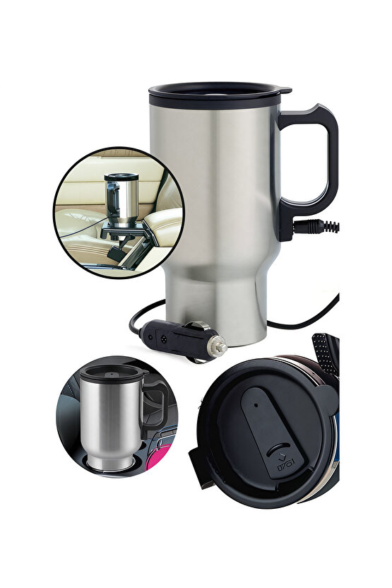 Oto Araç Içi Su Isıtıcı Kahve Makinası Kupa Tip Mug Termos Araç Çakmaklık Girişli Elektirikli Termos