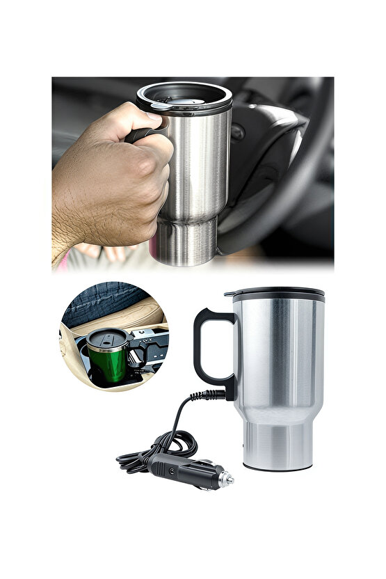 Oto Araç Içi Su Isıtıcı Kahve Makinası Kupa Tip Mug Termos Araç Çakmaklık Girişli Elektirikli Termos