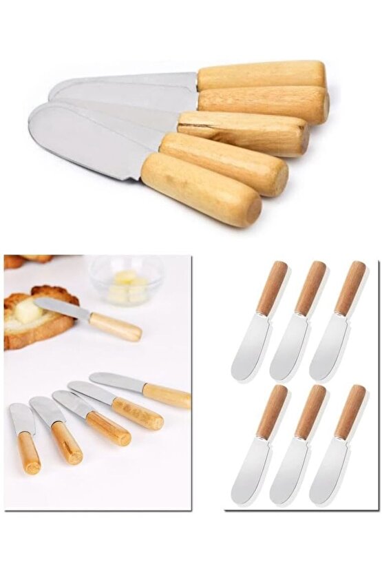 Bambu Saplı Lüx 6 Adet Tereyağı Bal Reçel Bıçağı 12 cm.