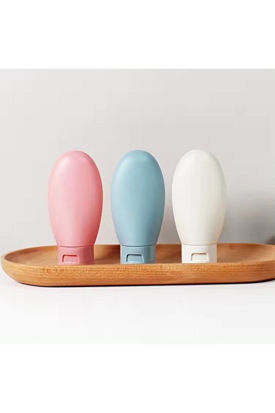 Aveo 3 Adet MAVI RENK Seyahat Tipi Doldurulabilir Şampuan Duş Jeli Sprey Losyon Şişe Krem Kutu 60 Ml