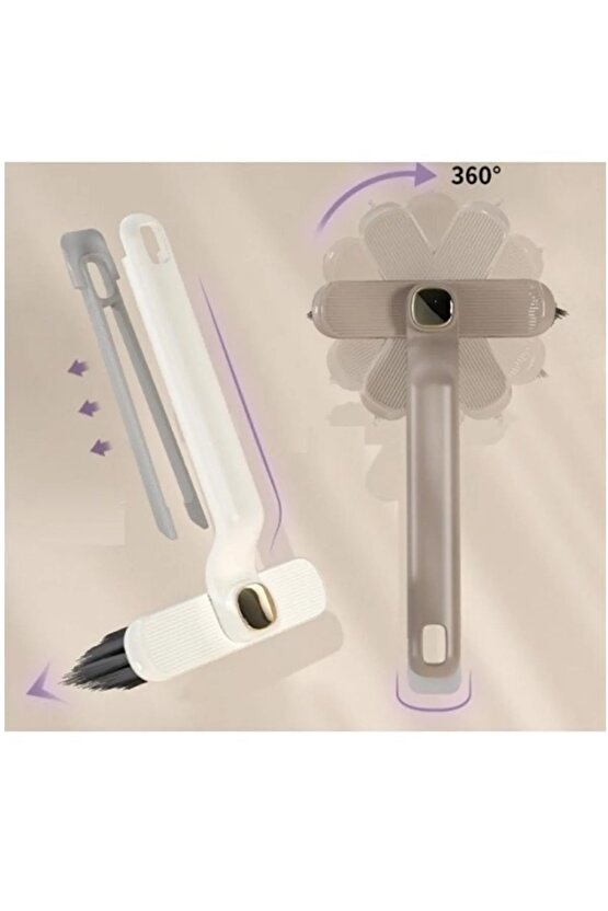 360 Derece Döner Başlıklı Temizlik Fırçası Cımbızlı Dar Alan Toz Mutfak Banyo Temizlik Fırçası