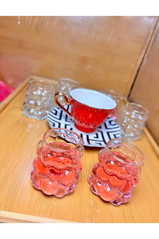 6lı Üzüm Bardak Seti, Bubble Bardak, Bulut Bardak, Kahve Yanı Sunum Bardağı