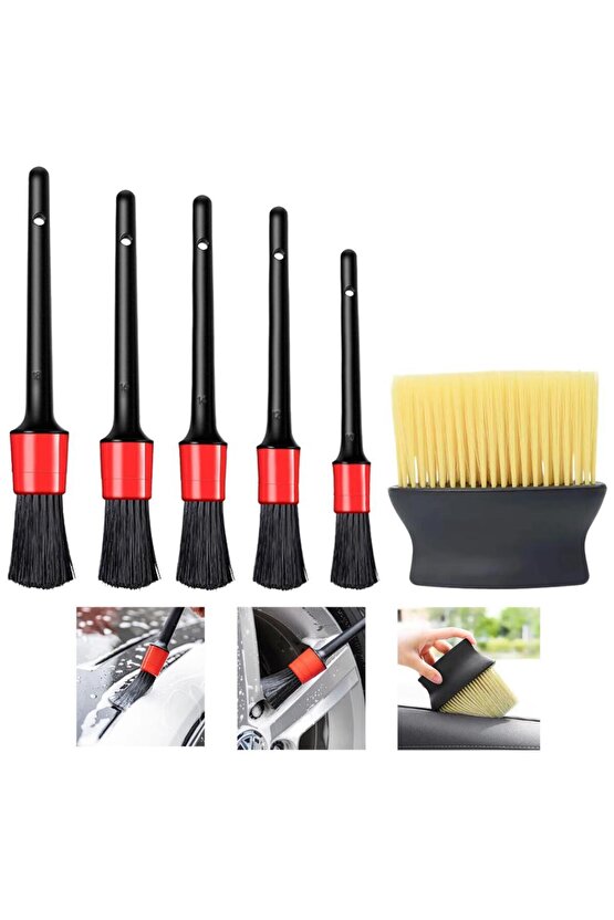 6 Parça Araç Oto İç Dış Konsol Torpido Detay Temizlik Fırça Seti