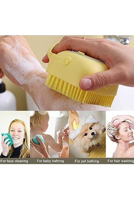 Silikon Banyo Duş Jeli Kesesi Hazneli Şampuan Peeling Vücut Masaj Fırçası