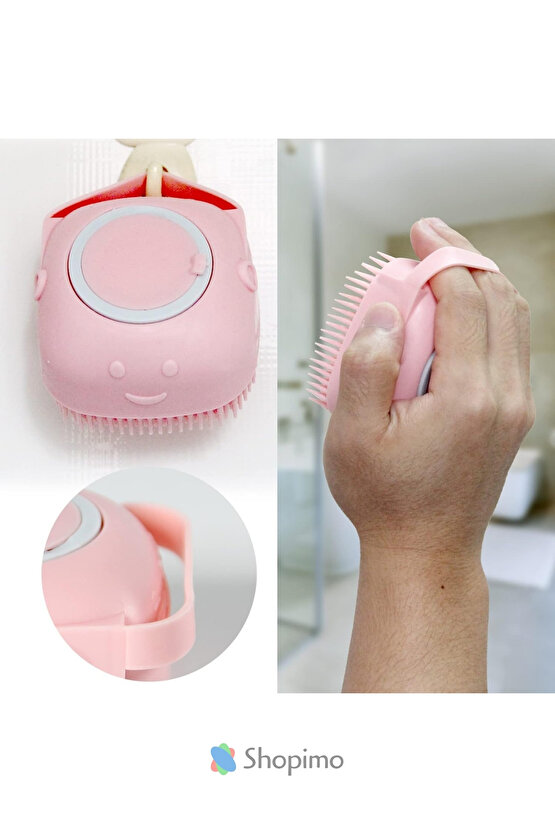 Hazneli Silikon Banyo Kesesi - Şampuan Hazneli Seyahat Tipi Masaj Fırçası