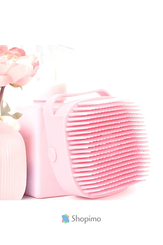 Hazneli Silikon Banyo Kesesi - Şampuan Hazneli Seyahat Tipi Masaj Fırçası