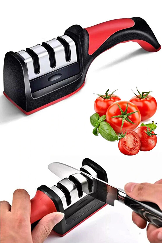 Çelik Bıçak Mutfak Makası Bileyici Aleti 3 Açılı Elmas Uçlu El Bıçakları Bileme Aparatı