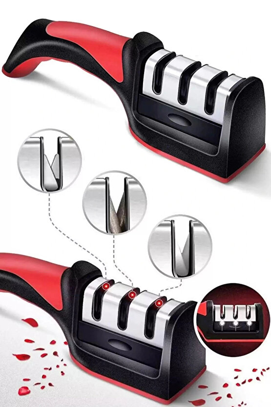 Çelik Bıçak Mutfak Makası Bileyici Aleti 3 Açılı Elmas Uçlu El Bıçakları Bileme Aparatı