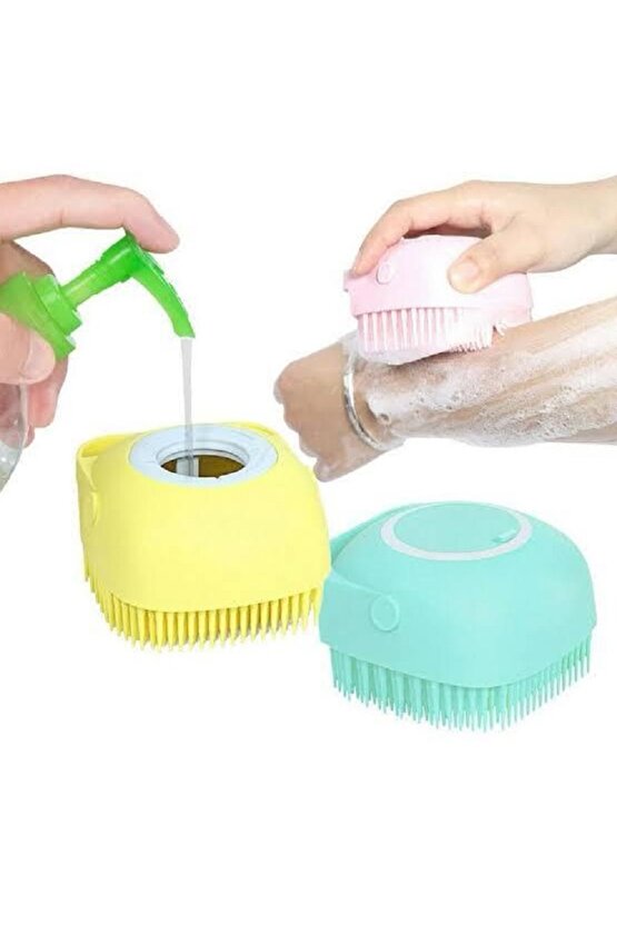 Şampuan Hazneli Silikon Peeling Duş Fırçası Banyo Duş Kesesi Sabun Jel Hazneli Masaj Fırçası 2 ADET