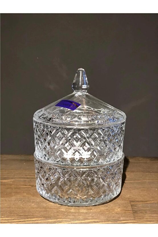 Kristal Kesme 2li Cam Lokumluk & Şekerlik,baharatlık