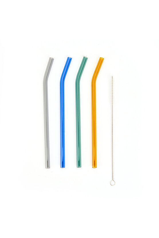 4lü Cam Pipet - Renkli - 20 cm