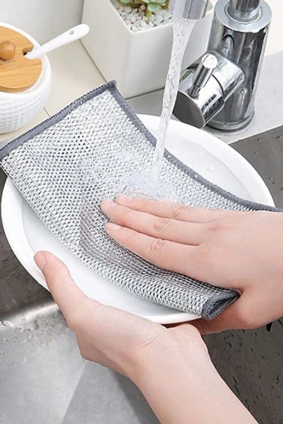 4Lü Zor Kir Bezi, Inox Telli, Bulaşık Teli Bezi, Mutfak Banyo Bezi, Çok Amaçlı Temizlik Bezi