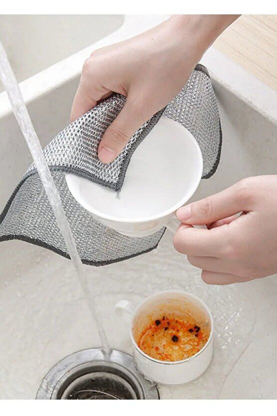 4Lü Zor Kir Bezi, Inox Telli, Bulaşık Teli Bezi, Mutfak Banyo Bezi, Çok Amaçlı Temizlik Bezi