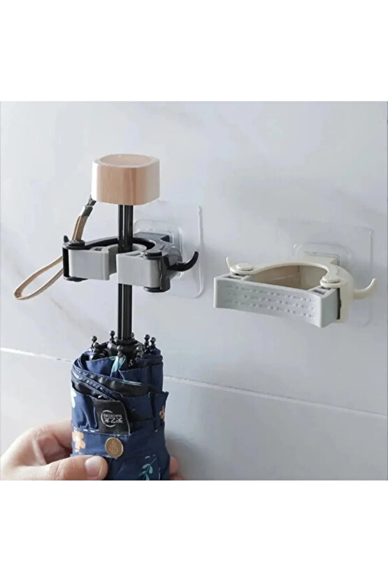 3 Adet Çok Amaçlı Paspas ,Süpürge, Fırça Ve Mob Askısı Sap Tutucu Mutfak ve Banyo Askısı Set