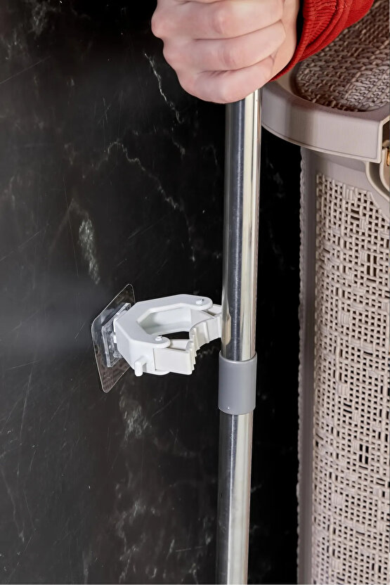 3 Adet Çok Amaçlı Paspas ,Süpürge, Fırça Ve Mob Askısı Sap Tutucu Mutfak ve Banyo Askısı Set