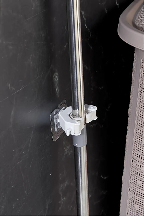 3 Adet Çok Amaçlı Paspas ,Süpürge, Fırça Ve Mob Askısı Sap Tutucu Mutfak ve Banyo Askısı Set