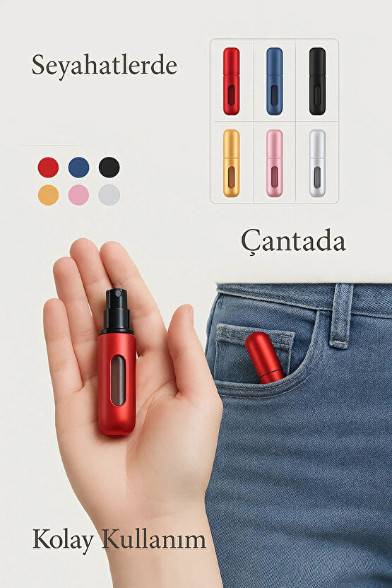 3 Adet Cep Parfüm Şişesi 5ml Doldurulabilir Mini Küçük Boş Parfüm Doldurma Şişesi Cep Boy