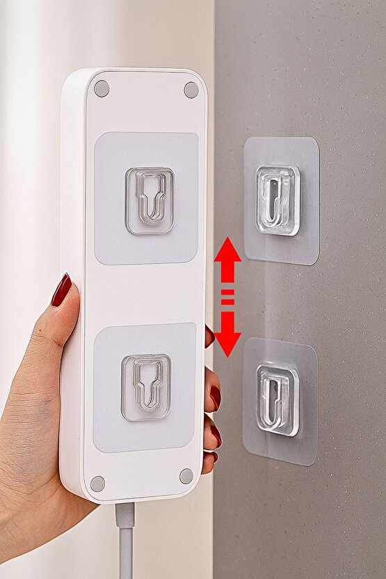 Ayarlanabilir Çift Taraflı Yapışkanlı Askı Aparatı Duvar Kancası Askı Tutucu - 2 ADET (2 ÇİFT )