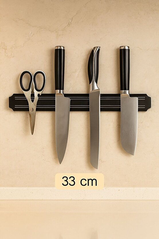 33 cm Mıknatıslı Bıçak Tutucu Askı – Duvar Tipi Manyetik Bıçak Satır Standı Organizer