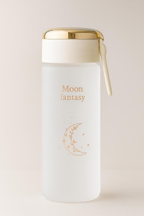 Moon Fantasy Bej Matara – 500 ml Çevirmeli Kapaklı Taşınabilir Su Şişesi