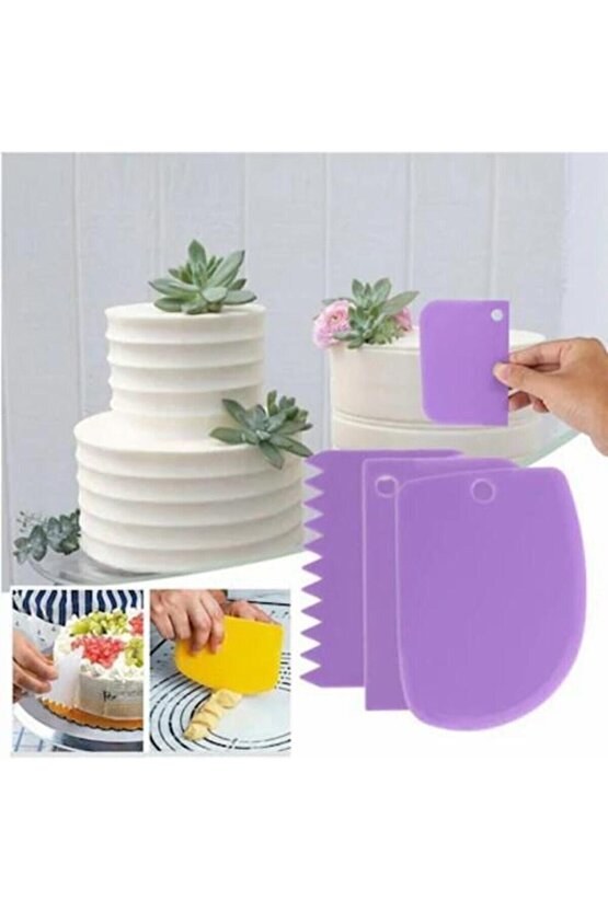 Plastik Hamur Kazıyıcı Hamur Kesici Şanti Tarağı 3’lü Set Plastik