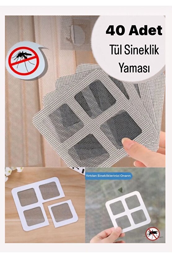 Yapışkanlı Tül Sineklik Tamir Yaması, Sineklik Yırtık Tamiri 40 Parça