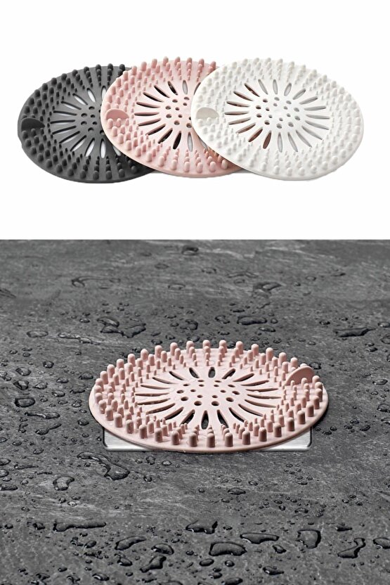 3 Parça Süzgeçli Silikon Lavabo Ve Küvet Tıkacı Yuvarlak Lavabo Tıkacı