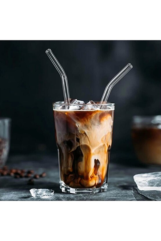 12li  9 mm 20 Cm Boyunda Şeffaf Borosilikat Cam Pipet Seti Meşrubat Pipeti