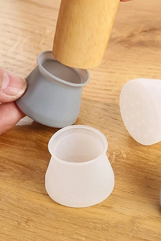 32 Adet Çizilmeyi Önleyen Parke Koruyucu Beyaz Silikon Sandalye Sehpa Ayağı