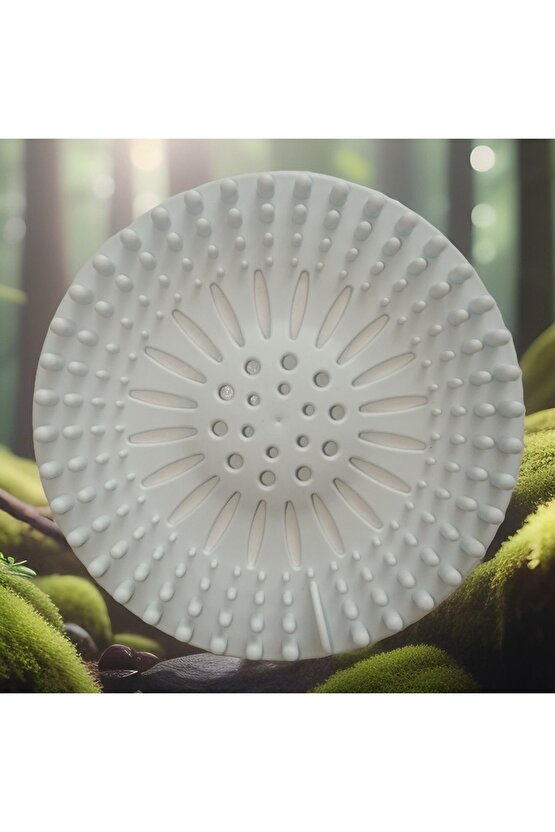 Lavabo Süzgeci Kaymaz Yuvarlak Silikon Süzgeç Kırık Beyaz