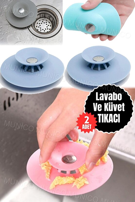 2 Adet Süzgeçli Banyo Gider Tıpası, Saç Tıkanmasını Önleyici Silikon Küvet Tıkacı – Lavabo İçin