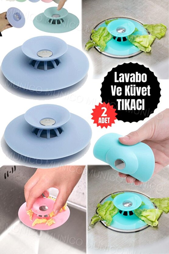 2 Adet Süzgeçli Banyo Gider Tıpası, Saç Tıkanmasını Önleyici Silikon Küvet Tıkacı – Lavabo İçin