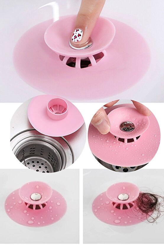 Kilitli Lavabo Küvet Duşakabin Süzgeci Silikon Kilitli Lavabo Küvet Tıpası Lavabo Tıkacı