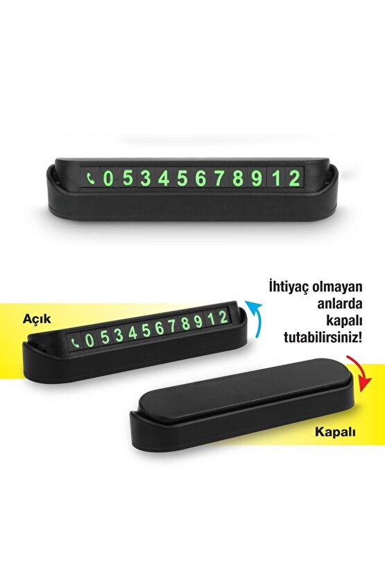 Aveo 1 Adet Araç Park Numaratörü Fosforlu Parkmatik Kapaklı Gizlenebilir Aç Kapa Oto Numaratör