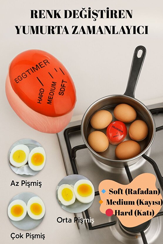 Renk Değiştiren Yumurta Zamanlayıcı – Rafadan, Kayısı ve Katı Ayarı