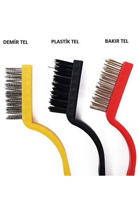 3 Parça Tel Fırça Detaylı Temizlik Seti