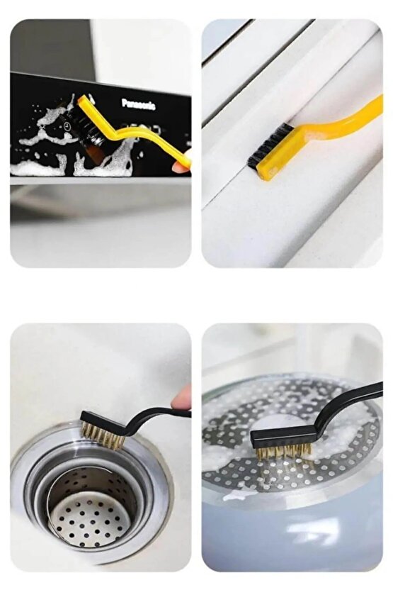 3 Adet Ocak Fırın Mangal Izgara Airfryer Temizliği Tel Pas Sökme Fırçası Yağ Temizleme Fırçası