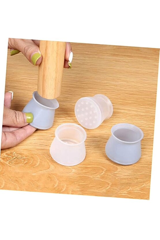 24 Adet Masa ve Sandalye Ayak Koruyucu Beyaz Silikon Sessiz Tip Zemin Koruyucu