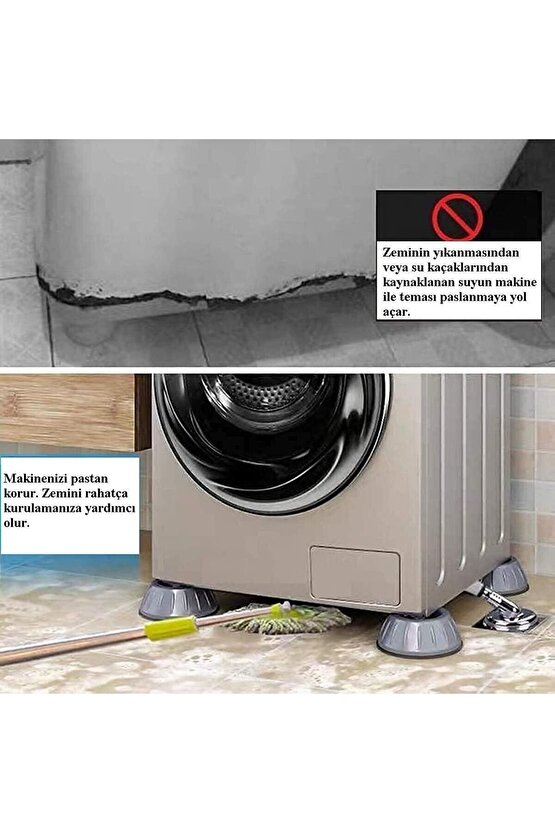 Çamaşır Makinesi Gürültü Ve Titreşim Önleyici Stoper Makine Sabitleyici 4lü Set