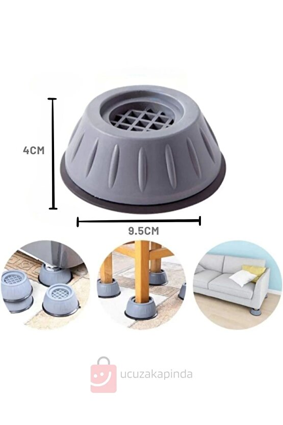 Çamaşır Makinesi Titreşim Önleyici Kaydırmaz Vantuzlu Ayak Stoper 4 Adet Kanepe Yatak Masa Yükseltme