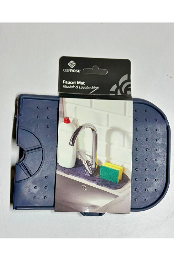 Gri Su Tutucu Musluk Matı Mutfak Banyo Koruyucu Musluk Lavabo Bulaşık Matı M-154