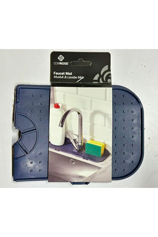 Gri Su Tutucu Musluk Matı Mutfak Banyo Koruyucu Musluk Lavabo Bulaşık Matı M-154