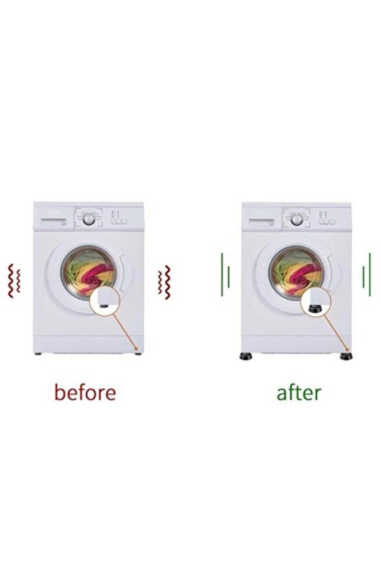 Beyaz Eşya Altlığı Ayağı 4 Adet Çamaşır Bulaşık Makinası Buzdolabı Yükseltici Titreşim Önleyici