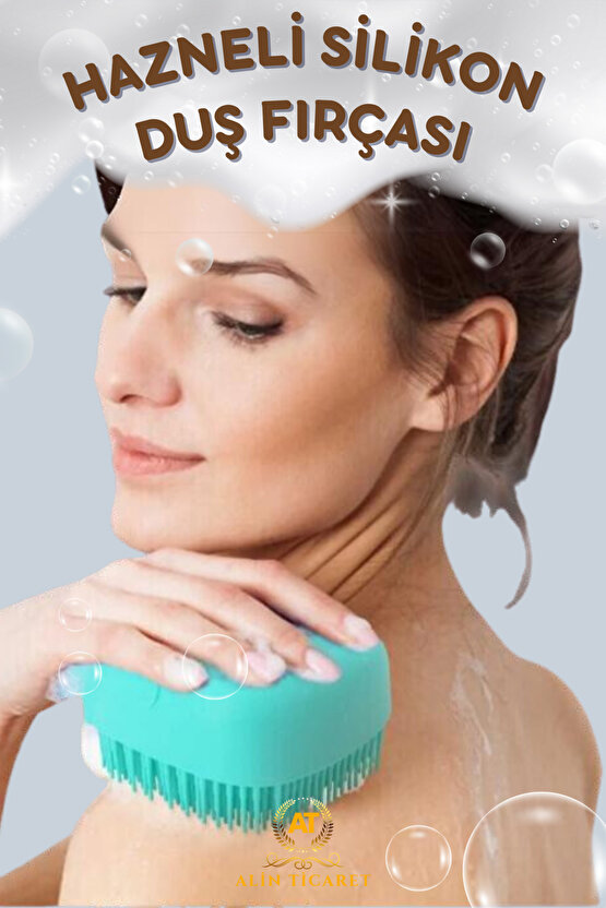 Şampuan Hazneli Silikon Peeling Duş Fırçası Yeşil