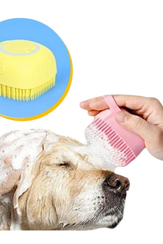 Duş Jeli Ve Şampuan Hazneli Silikon Fırça Kese Masaj Fonksiyonlu Vücut Temizleme Banyo Lifi