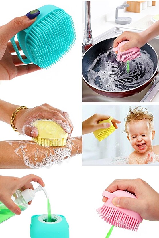 Banyo Duş Kesesi Sabun Duş Jeli Hazneli Masaj Fırçası Lif Kese