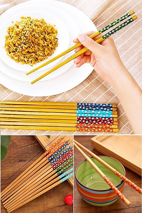 Bambu Chopstick Çubuk Yemek Çubuğu Yıkanabilir Tekrar Kullanılabilir (10 Çift- - SBS6110-2692